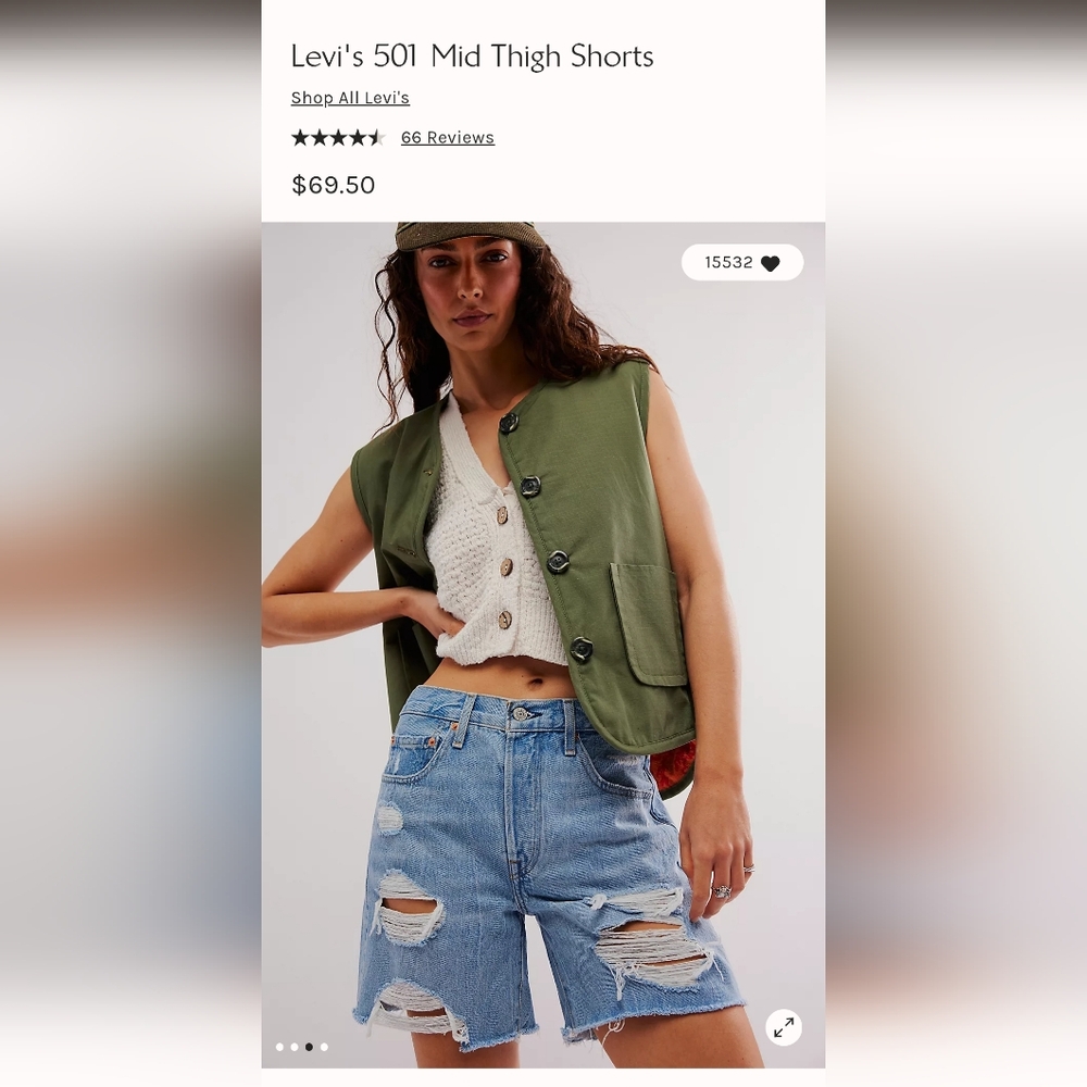 Levis 501 Mid Thigh Shorts - Picture 3 of 3